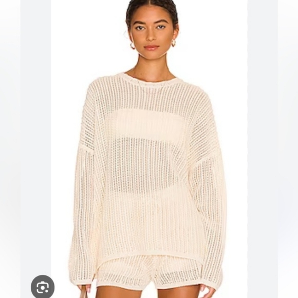 Rag & Bone $295 Riley Crochet Semi-Sheer Sweater Top Small